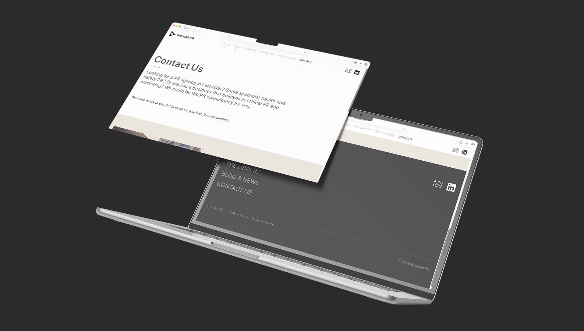 Branagh PR business card mockup design, by On Poynt Creative