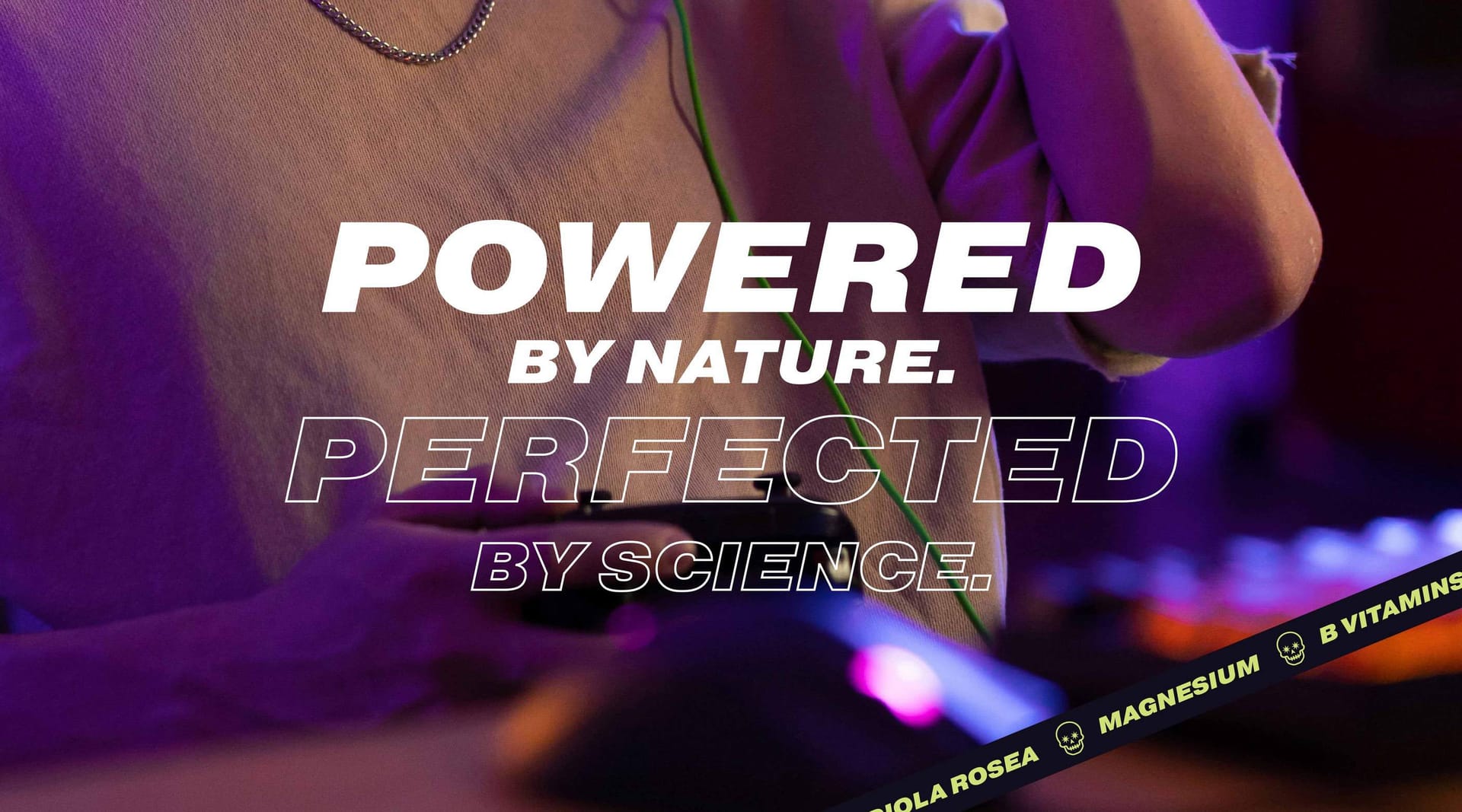 Nuro energy drink 'Powered by Nature, Perfected by Science' gaming lifestyle ad campaign design by On Poynt Creative
