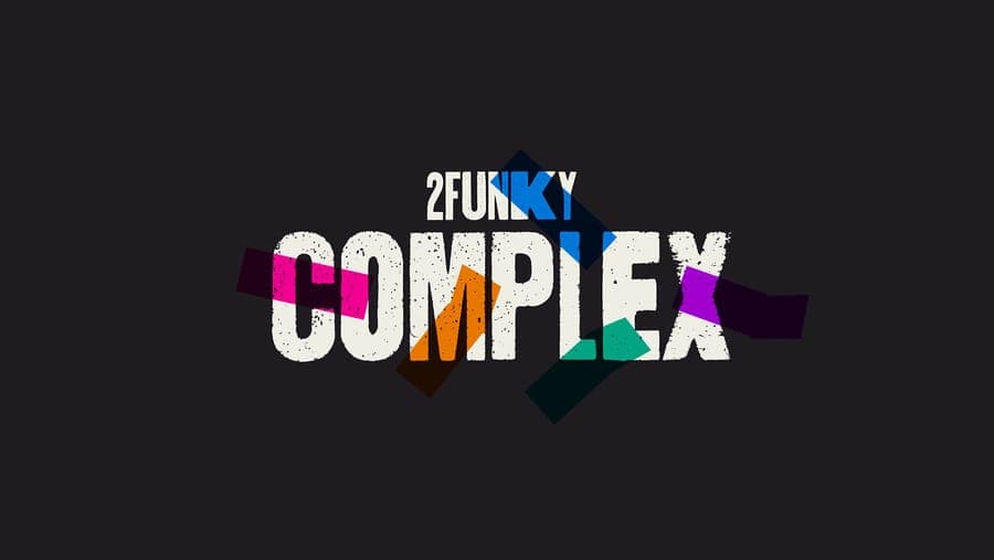 2Funky bold typography logo design on black background, by On Poynt Creative