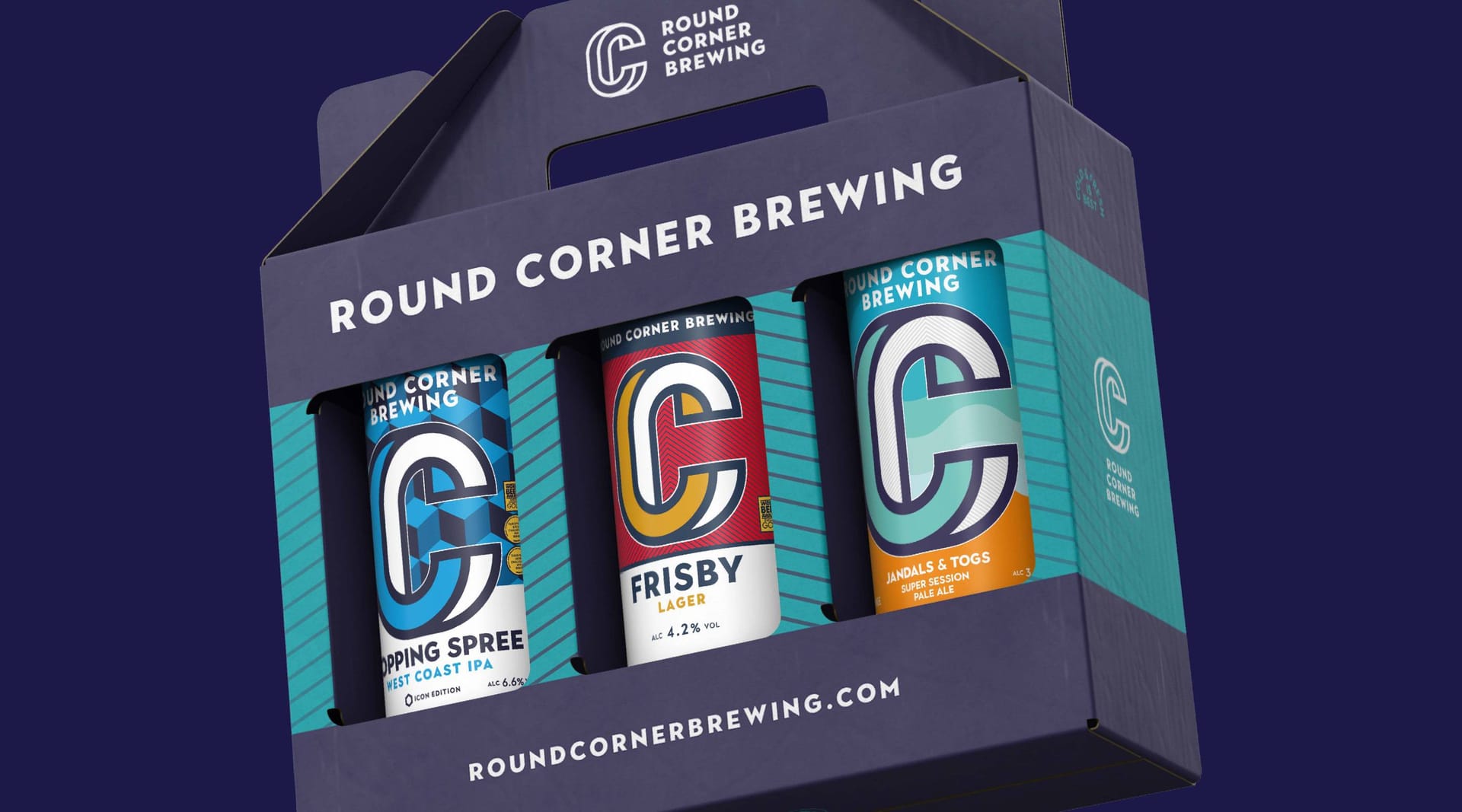 Round Corner Brewing beer can multipack packaging design by On Poynt Creative