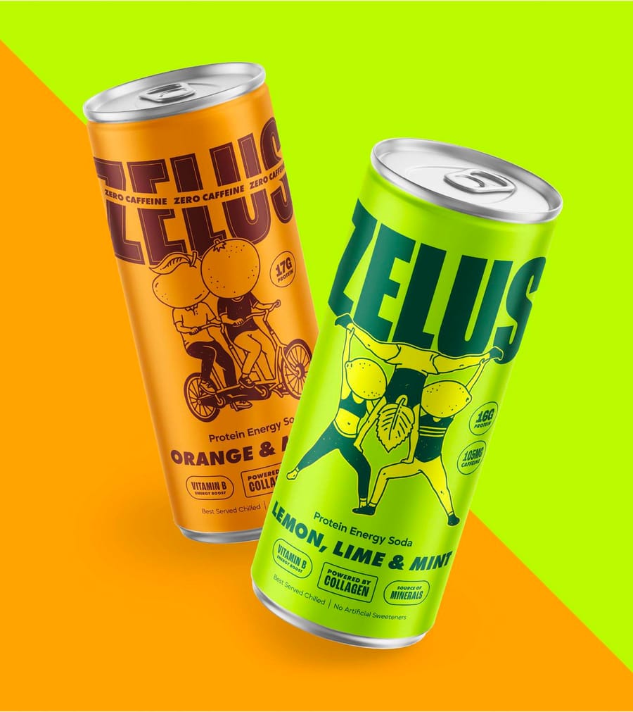 Zelus rebrand energy drink can packaging design, by On Poynt Creative