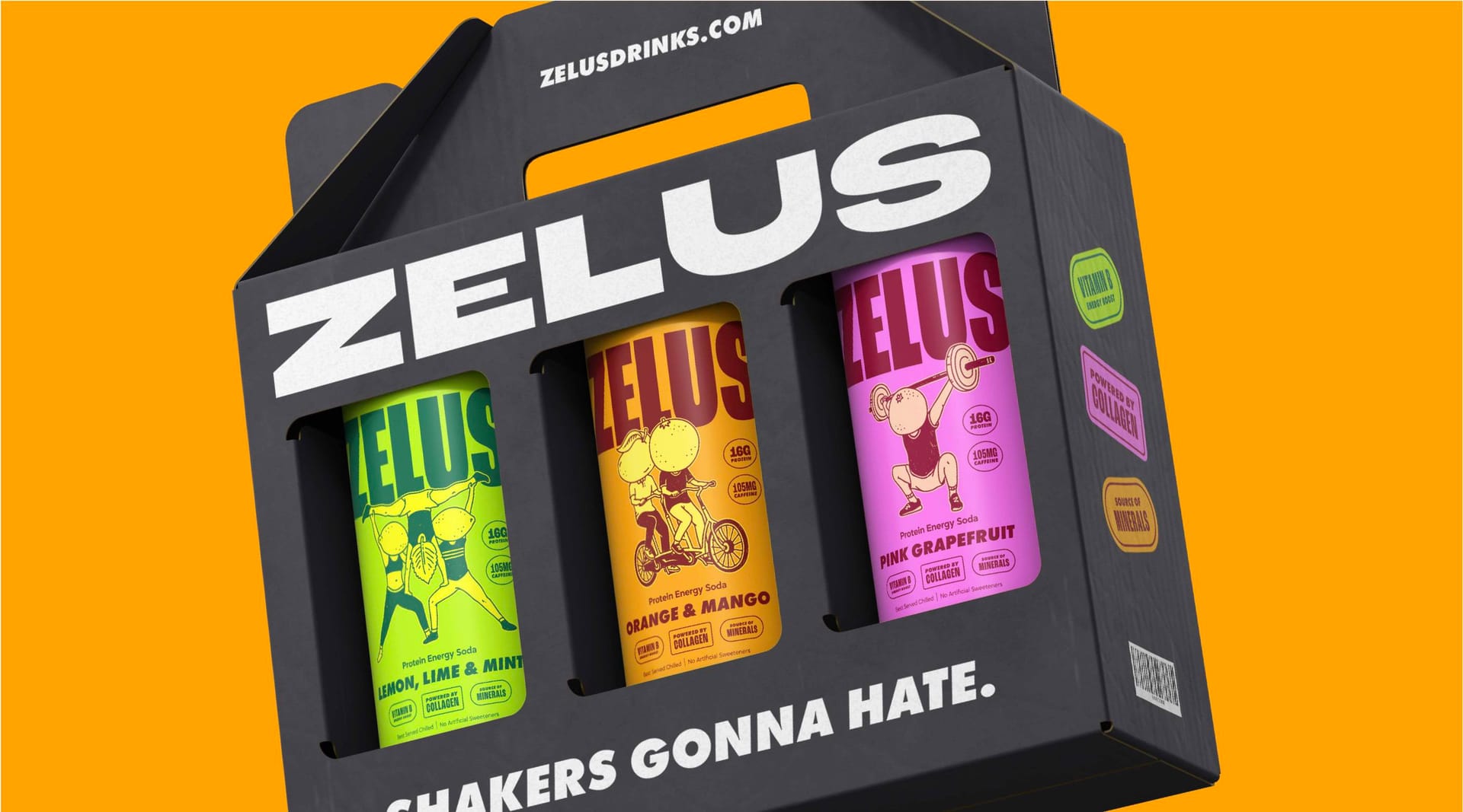 Zelus product multipack packaging design with bottle range, by On Poynt Creative